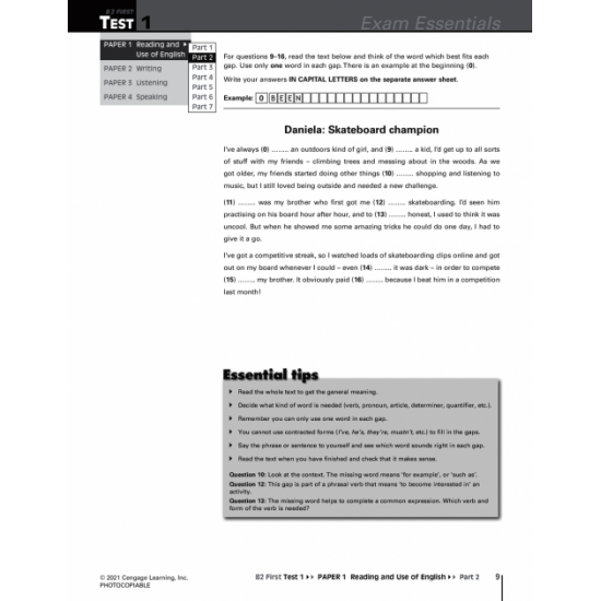  Exam Essentials. Cambridge B2 First Practice Test 1 with key