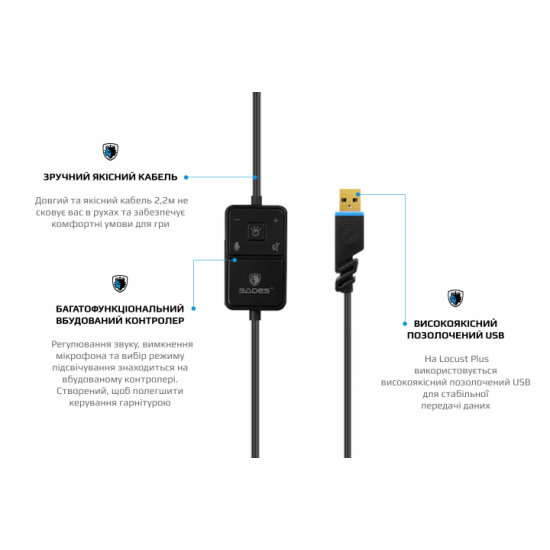 Навушники Sades SA-904 Locust Plus RGB 7.1 Virtual Surround Black (sa904bku)